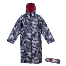 Two Bare Feet Kids Weatherproof Changing Robe & Changing Mat - Grey Camo / Red